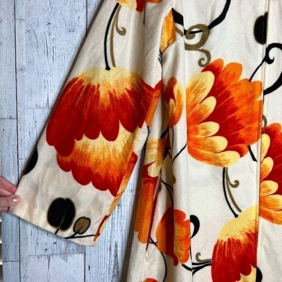 Vintage MCM floral fleece blanket knit mock neck zipper front robe dress medium - Picture 4 of 13
